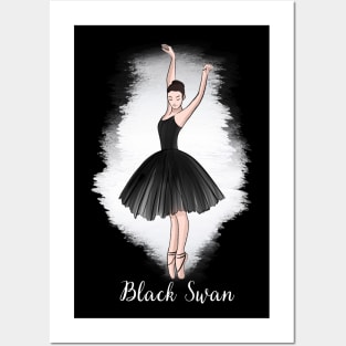 Black swan ballerina Posters and Art